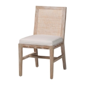 bali & pari Ashford Whitewash Rattan Dining Chair - Mahogany Wood Frame with Handwoven Wicker Backrest and Braided Rope Inserts for Coastal Dining Room